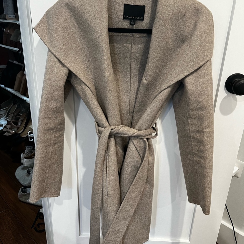 Banana Republic Tan/Gray Wool Blend Coat